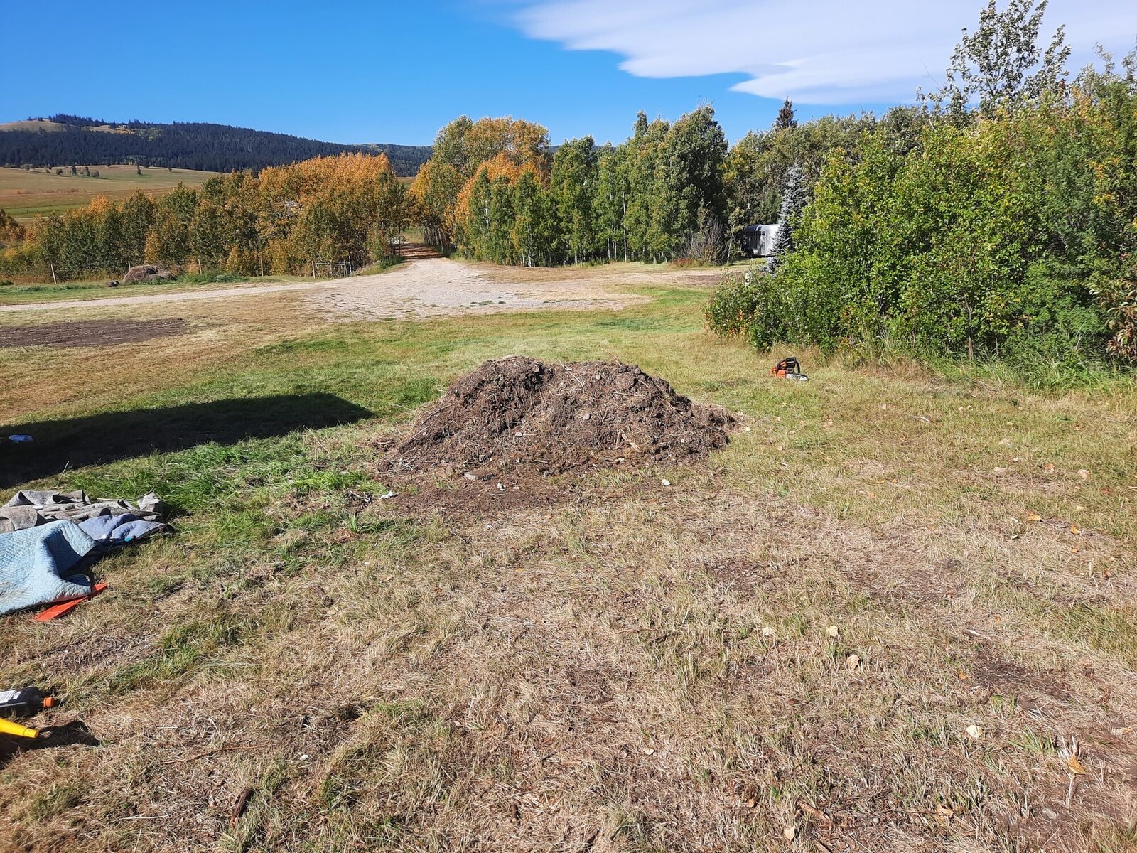A rural acreage yard cleared of old materials by Clearout Crew in Rocky View County.