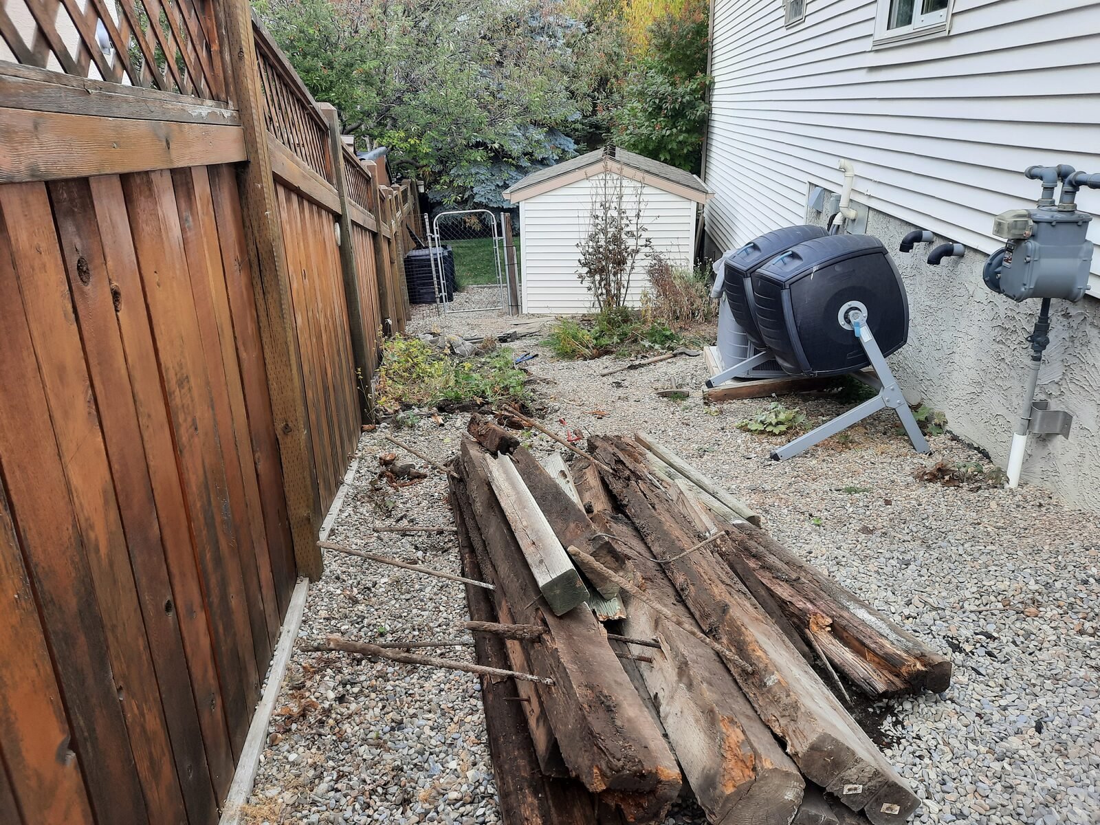 Deck & yard timbers, before