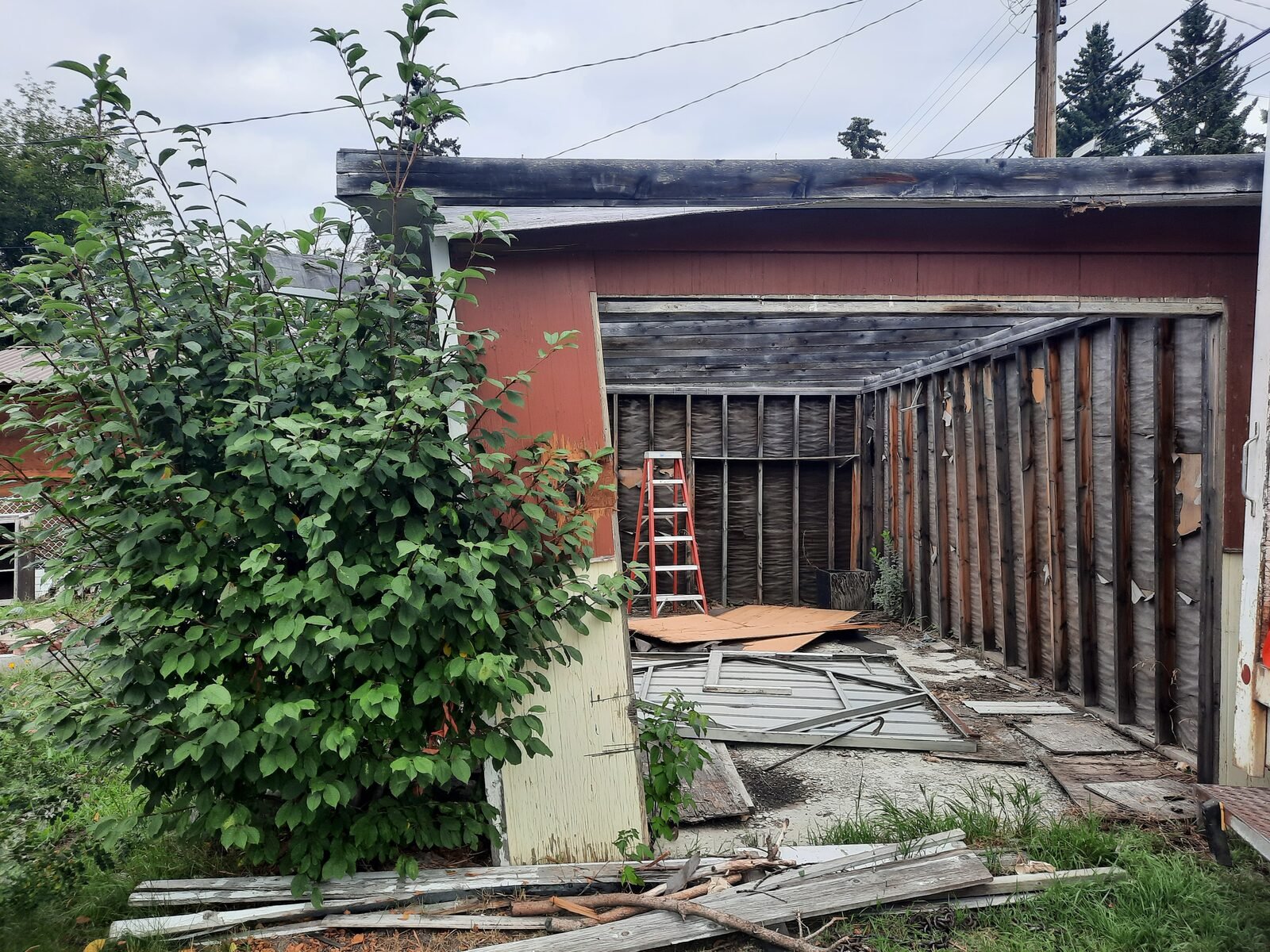 Garage demolition, before